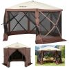 Gazebo Screen Tent, 12 x 12 ft, 6 Sided Pop-up Camping Canopy Shelter Tent with Mesh Windows, Portable Carry Bag, Ground Stakes