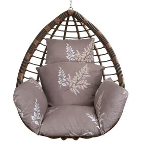 1Pc Egg Chair Cushion Hanging Basket Seat Cushion Thicken Soft Egg Swing Chair Pad Hanging Egg Chair Cushion With Headrest (Option: Coffee with Beige Leaf)